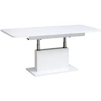 designimpex Couchtisch DC-1 Weiß Hochglanz stufenlos höhenverstellbar ausziehbar Esstisch, Funktionstisch, Wohnzimmertisch, Tisch, Esstisch, Sofatisch
