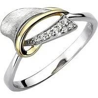 JOBO Fingerring eismatt, 925 Silber bicolor vergoldet mit 8 Zirkonia