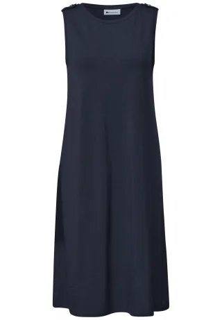 Street One - Knielanges Kleid mit Rundhals und Knopfdetail darkest blue - Gr. - 40