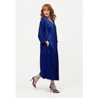 Ulla Popken Maxikleid Midikleid Satin V-Ausschnitt Halbarm Taschen