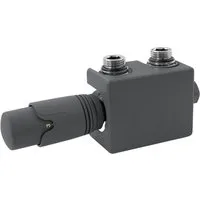LuxeBath Heizkörperthermostat Ventil-Armaturen Multiblock Mittelanschluss Anschlussgarnitur, Thermostatventil Universal Eck-Durchgangsform inkl. Thermostatkopf