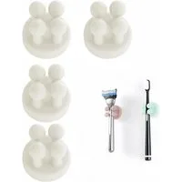 FOUORTUNATE-BEE Zahnbürstenhalter Silikon Zahnbürsten- & Rasiererhalter, 4-teiliges Set, selbstklebend, Multifunktionale Wandhaken für Badezimmer, einfach anzubringen