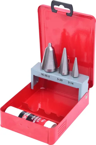 KS Tools HSS Blechschälbohrer-Satz, Stahlblechkassette 4-tlg - 336.0503