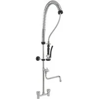 GastroHero Küchenarmatur Zweiloch Geschirrwaschbrause Profi 100 Mischbatterie Schwenkhahn Verchromtes Messing, Feststeller, zwei Mischventile