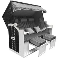 BRAST Strandkorb für 3 Personen, 120cm breit, 5 Designs, BxTxH: 165x79x150 cm, Volllieger, Strandkorb 3Sitzer Usedom, incl. wetterfeste Abdeckhaube verstellbare Rückenlehne Fußkissen