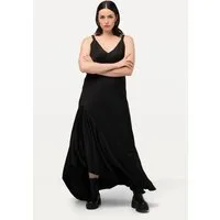 Ulla Popken Cocktailkleid Satin-Maxikleid A-Linie V-Ausschnitt ärmellos