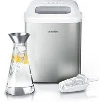 Arendo Eiswürfelmaschine 120W mit 1,5L Behälter, Eiswürfelbereiter, 9 Eiswürfel in 9 Minuten, Eiswürfelautomat mit Kühlung und Tragegriff, Edelstahl, BPA frei