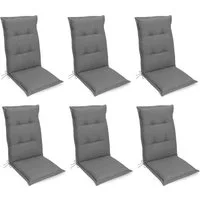 Gardissimo Hochlehnerauflage Premium grau 6 er Set Gartenstuhl Auflagen Kissen Polster Hochlehner, (Spar-Set, 6 St., 6 Auflagen), für Hochlehner-Stühle UV-beständig inkl. Bindebänder und Haltebänder