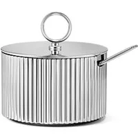 Georg Jensen Zuckerdose Zuckerdose mit Löffel 5 cm Bernadotte edelstahl, Edelstahl