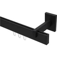 INTERDECO Innenlaufschiene Smartline Paxo, 1-läufig, Fixmaß, kürzbar, Wandmontage, Aluminium, Schwarz, 14x35