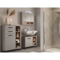 moebel-dich-auf Badmöbel-Set TOURS, (Set 3, Spiegelschrank, Waschbeckenunterschrank, Highboard)