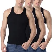 TANTOMI Unterhemd 3er Pack Unterhemd Herren Tank-Top (Packung, 3-St) Schwarz Weiss, Geeignet für Sport, Fitness und Den Alltag