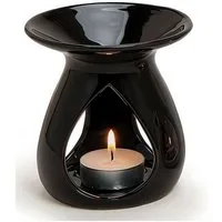 Levandeo® Duftlampe, Duftlampe schwarz - 11x10cm Keramik Öllampe Aromalampe