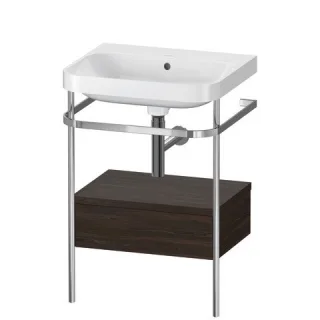 Duravit Happy D.2 Plus c-shaped Set mit Metallkonsole und Schubkasten Nussbaum gebürstet Matt 575x49 HP4840N6969