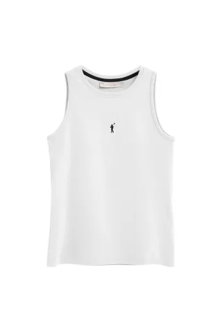 Ärmelloses T-Shirt weiß im Slim Fit mit Rigby Go Stickerei