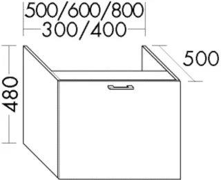 Burgbad Unterschrank System 30 Preisgruppe 2 Echo 480x500x500 Eiche Dekor Nachtschwarz, WWGH050F7321 WWGH050F7321