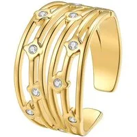 Hey Happiness Fingerring Multi Band mit Kristallen, offener Damenring, Statement Ring im Layering Look, wasserfest