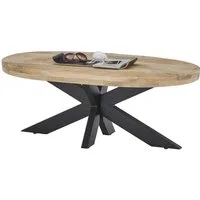 Stolkom Sp.z.o.o. Couchtisch Mumbai, Massivholz Mango Wood, Tisch mit Ovaler Tischplatte