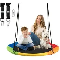 BlingBin Nestschaukel Tellerschaukel für Kinder & Erwachsene, Ø 100cm Hängeschaukel Outdoor, (1er Set, 1-tlg., Produktabmessungen: 100T x 100B x 15H cm), Wasserfeste Baumschaukel Rundschaukel für Hinterhof Garten, Bis 400kg
