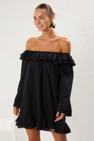 Schlichtes, langes, figurbetontes Mini-Strandkleid für Damen