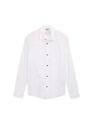 Denim Tom Tailor - Relaxed Fit Hemd mit Leinenanteil white - Gr. - XL