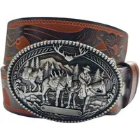 Ware aus aller Welt Ledergürtel Wild West Wechselgürtel Western Gürtel mit Cowboy Gürtelschnalle