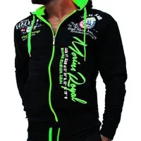 Jaylvis Collegejacke Herren Sweatjacke Sportjacke Joggingjacke mit lässiger Kapuze Marine Royal