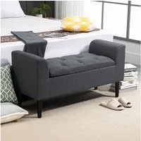 HOMCOM Sitzbank Polsterbank mit Stauraum (Polsterbank, 1-St., Sitzhocker), für Wohnzimmer Schlafzimmer Flur, 116 x 44 x 58 cm Dunkelgrau