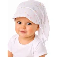 La Bortini Kopftuch Baby und Kinder Bandana Tuch Sommer Mütze Kopfbedeckung, leicht, bestickt, in Weiß, Universelle Größe durch Bindebänder
