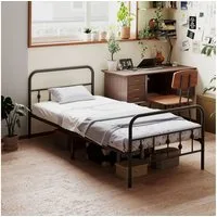 HOMCOM Bettgestell Klappbar Metallbett Gästebett mit Lattenrost (Metallrahmenbett, 1-tlg., Bettrahmen), für Schlafzimmer Gästezimmer, Schwarz