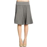 Caspar Faltenrock RO014 Damen Midi Leinenrock knielang mit figurfreundlichem Stretch Bund - Made in Italy