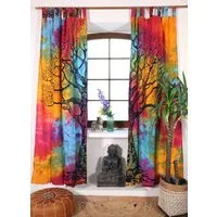 Guru-Shop Vorhang Boho Vorhänge, Gardine (1 Paar) mit Schlaufen,..