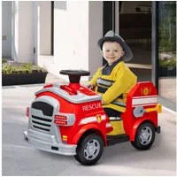 AIYAPLAY Elektro-Kinderauto Fahrt auf Feuerwehrwagen, 12V Kinder Elektroauto, Belastbarkeit 25 kg, (1-tlg), mit Sirene und blinkenden Lichtern, für Jungen und Mädchen, Rot