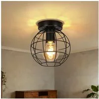ZMH Deckenleuchte Wohnzimmer E27 Schwarz Lampenschirm Vintage Deckenlampe Flur, Einfache Installation, ohne Leuchtmittel, Treppenhauslampe Retro Deckenbeleuchtung für Küche & Schlafzimmer