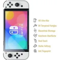 Protectorking Schutzfolie 2x 9H Panzerglas für Nintendo Switch Oled HD klar echtes Tempered, (2-Stück), klar