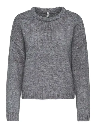ONLY - ONLSMILLA LS LOOSE O-NECK CS KNT Dark Grey Melange - Gr. - S
