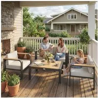 Outsunny Sitzgruppe mit 2er Sofa, 2 Sessel, Beistelltisch, (Gartenlounge, 4-tlg., Gartenmöbel Set), für Garten Balkon Beige