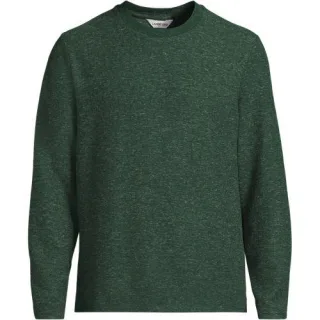 Struktur-Shirt mit Leinen, Herren,  Grün, Leinen/Polyester/Polyester-Mischung, by Lands' End