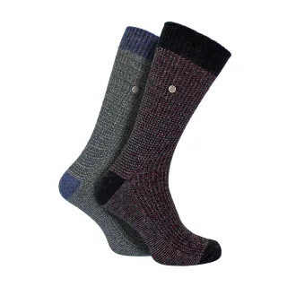 2er-Pack Herren Freizeit-Rippstrick Baumwollsocken | Mittelschwere Karostützstrümpfe