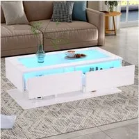 STILVORA Couchtisch mit Schubladen,Wohnzimmertisch Sofatisch mit LED-Licht&Glasplatte (Wohnzimmertisch, Satztisch, 1-St., 2 Schubladen, 100*50*35cm), mit LED-Licht