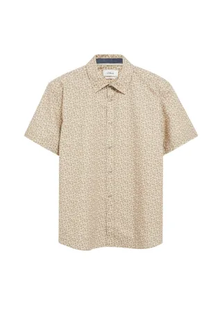 s.Oliver Red Label - Kurzarmhemd mit Muster beige - Gr. - S
