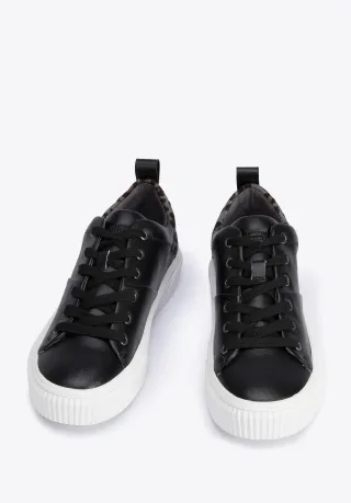 Wittchen Damen-Sneaker aus Leder mit Leopardenmuster, schwarzes Naturleder