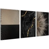 Novart Wandbild Schwarz Gold Abstrakte Kunst Formen Wohnzimmer