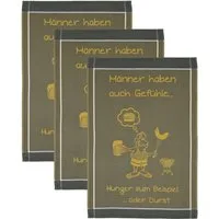 ROSS Geschirrtuch Männer haben auch Gefühle… Hunger zum Beispiel oder Durst, (Set, 3-tlg), Sprüchetuch, aus 100% Baumwolle