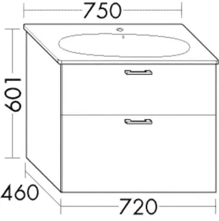 Burgbad Waschtischunterschrank Sys30 PG2 Echo 601x720x460 Basaltgrau Matt, WVZN072F2236 WVZN072F2236