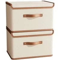 Minicloss Aufbewahrungsbox Aufbewahrungsboxen mit Deckel, faltbarer Kleiderschrank-Organizer (2 St), Stoffbox mit Griffen, Für Kleidung, Büchern und Dokumente
