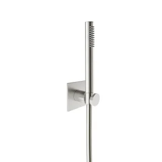 Herzbach Design iX Wannenset 17.914000.2.09 1250 mm, Rosette 70x70mm, mit Stabhandbrause, Edelstahl gebürstet