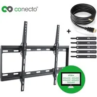 conecto TV-Wandhalterung TV Wandhalter für LCD LED Fernseher & Monitor, (bis 65 Zoll, inklusive HDMI-Kabel und Klett-Kabelbinder, neigbar)