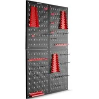 tectake Lochwand Werkzeuglochwand Jonah mit Haken und Halterungen, (4-tlg), Belastbarkeit 4 kg pro Platte