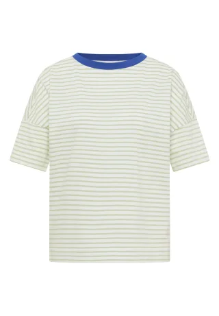 CECIL - T-Shirt mit Streifen und Kontrastdetail raw matcha lime - Gr. - XS